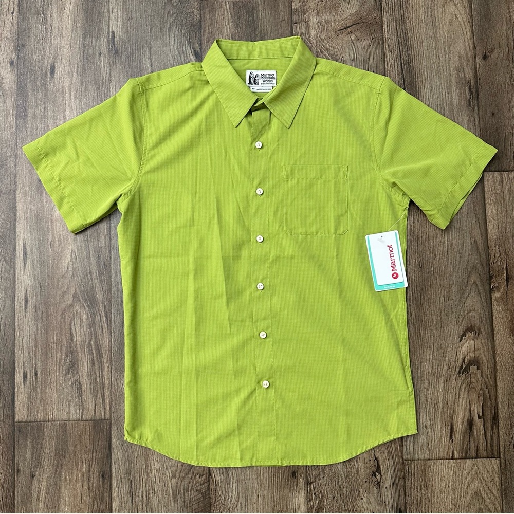 Marmot Aerobora Short Sleeve Lightweight Shirt Mens Size S Spinach Green